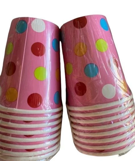 Vasos Cumpleaños Rosado Polka