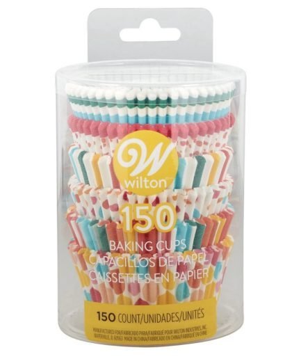 150 Cápsulas Arcoíris Polka Líneas Wilton
