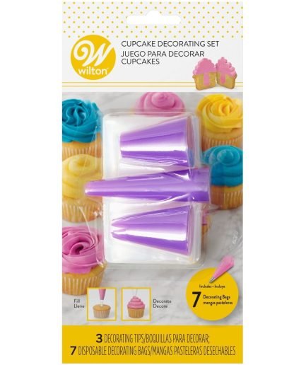 Juego para Decorar Cupcakes 3 Boquillas y 7 Mangas Wilton