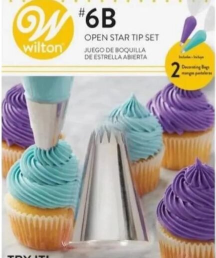 Boquilla Estrella Abierta 6B + 2 Mangas Pasteleras Wilton